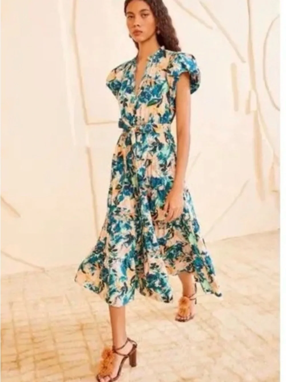Ulla Johnson Floral Midi Ottilie Delphinium Dress, NWT, 2, $490 - Picture 1 of 4